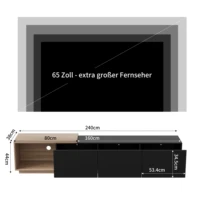 Современный ТВ-шкаф Comanlai 240 см со светодиодной подсветкой, ТВ-шкаф для гостиной с 3 ящиками и открытым хранилищем, выдвижные подставки для телевизора — изображение 2