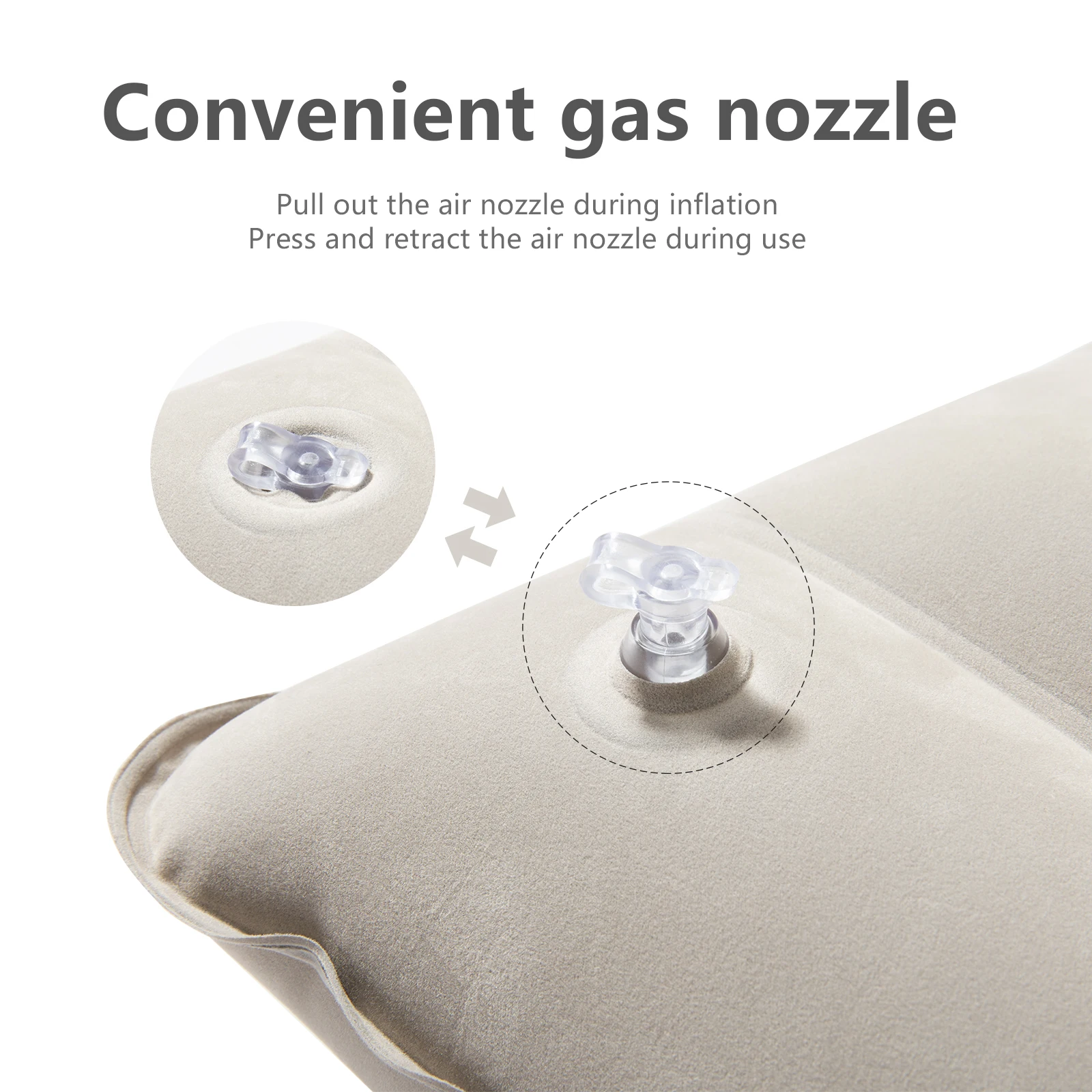 BISINNA Inflatable Pillow Portable Camping Neck Pillow Compressible Folding Flocking Air Cushion for Sleeping Travel Hiking