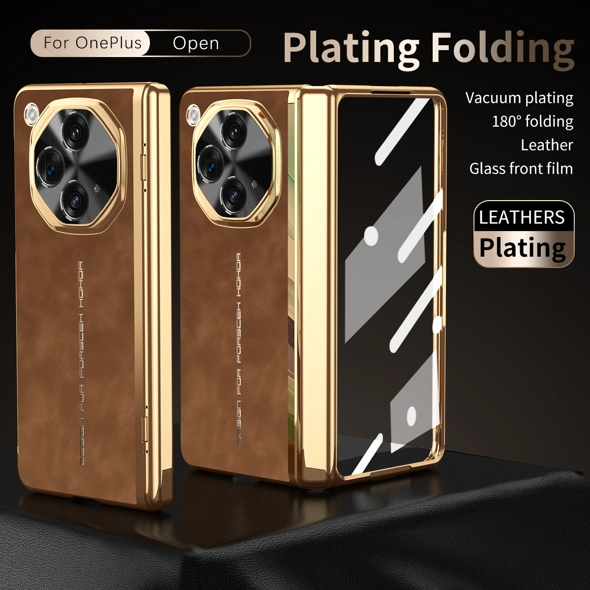 Premium Vacuum Plating Leather Anti-Fingerprint Wireless Folding Phone Case