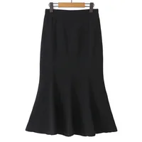 Autumn Good Quality Womens Plus Size Casual Clothing Winter OL Stylish Elastic High Waist Black Mermaid Long Skirt - Image 5
