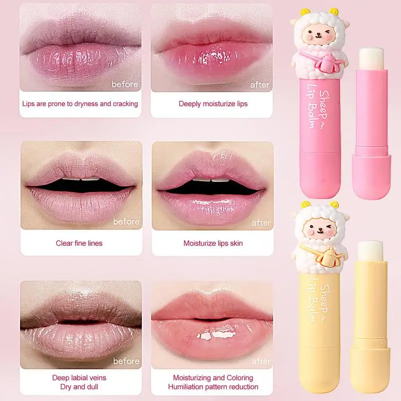 

Cute Chapstick Hydrating Chapstick Lip Smackers Sheep Design Lip Care Products for Kids Men Women Dry Lips Reduces Lips Lines