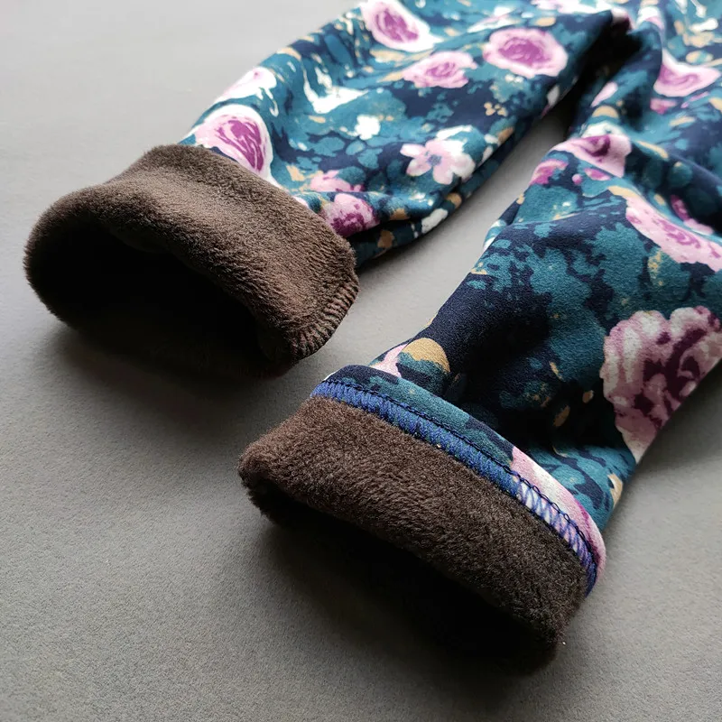 Girls Fleece Lined Floral Leggings 6