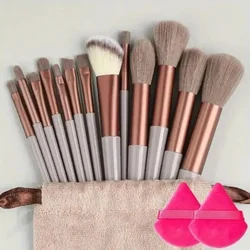 Luxurious Soft Fluffy Makeup Brush Set (13pcs brown pp rose)