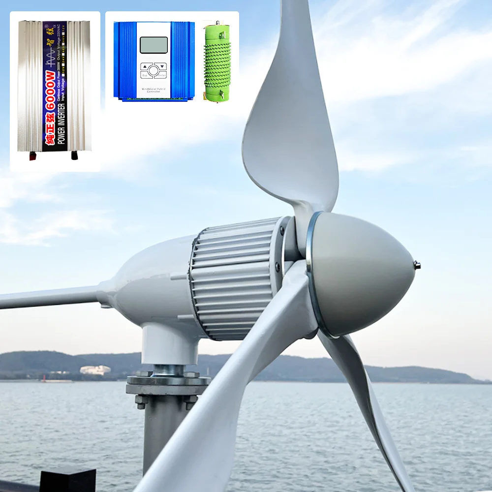 업그레이드된 더 강력한 수평 풍력 터빈 풍차, 폴란드 창고에서 배송, 저속 저소음, 5KW, 6KW, 신제품