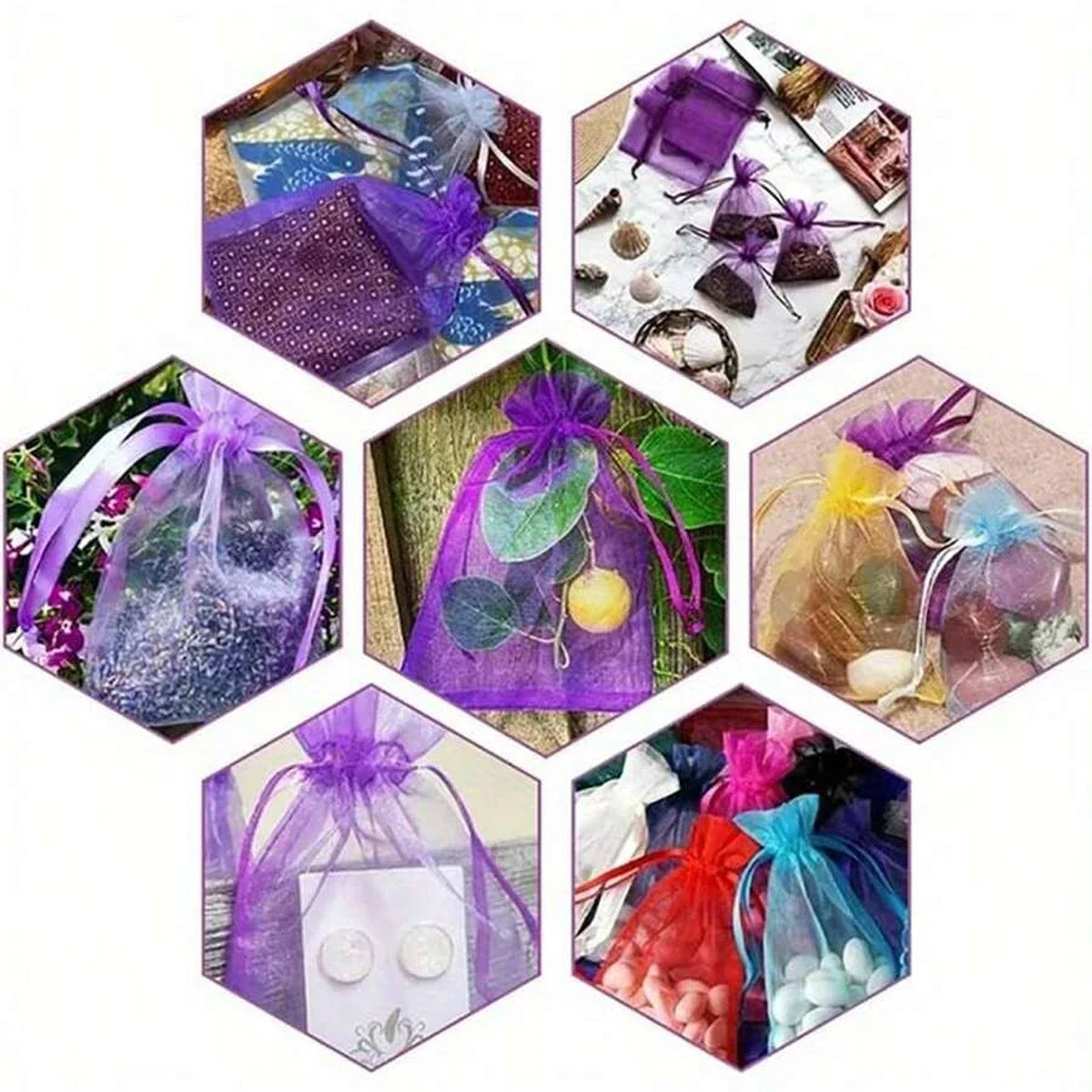 100pcs-Organza Gift Bag Jewelry Packaging Bag Pouches Candy Packing Bags Birthday Party Decorations Supplies