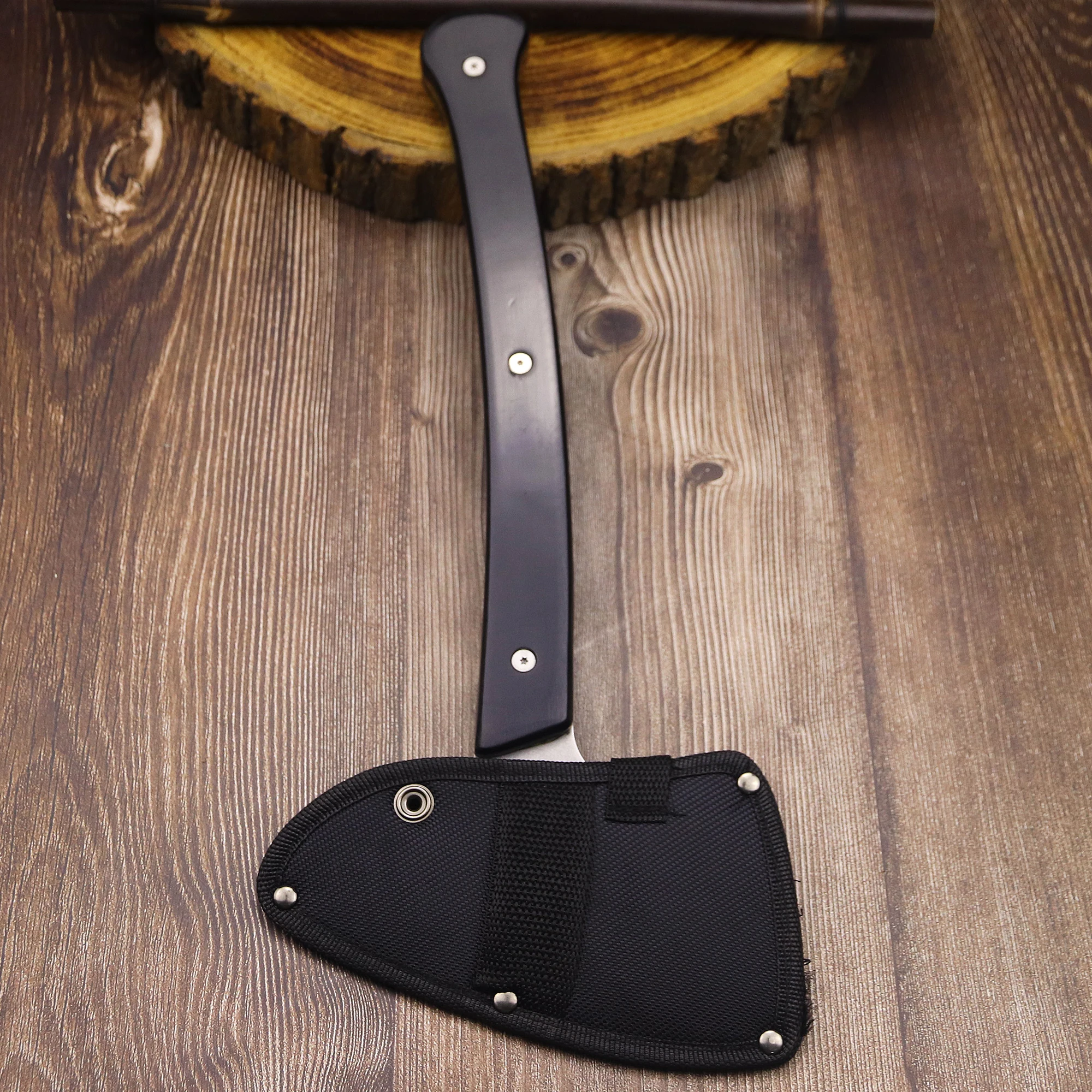 WPKOPYA German Ebony handle D2 steel (15.2 ") Full Tang multi-purpose axe, Tactical outdoor survival Axe, outdoor EDC tool axe 6