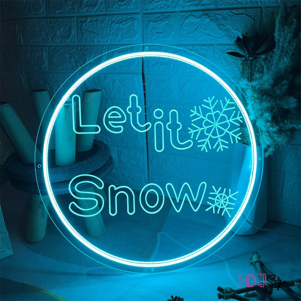 Christmas Neon Lights Let it Snow Home Bar Decor Wall Decoration