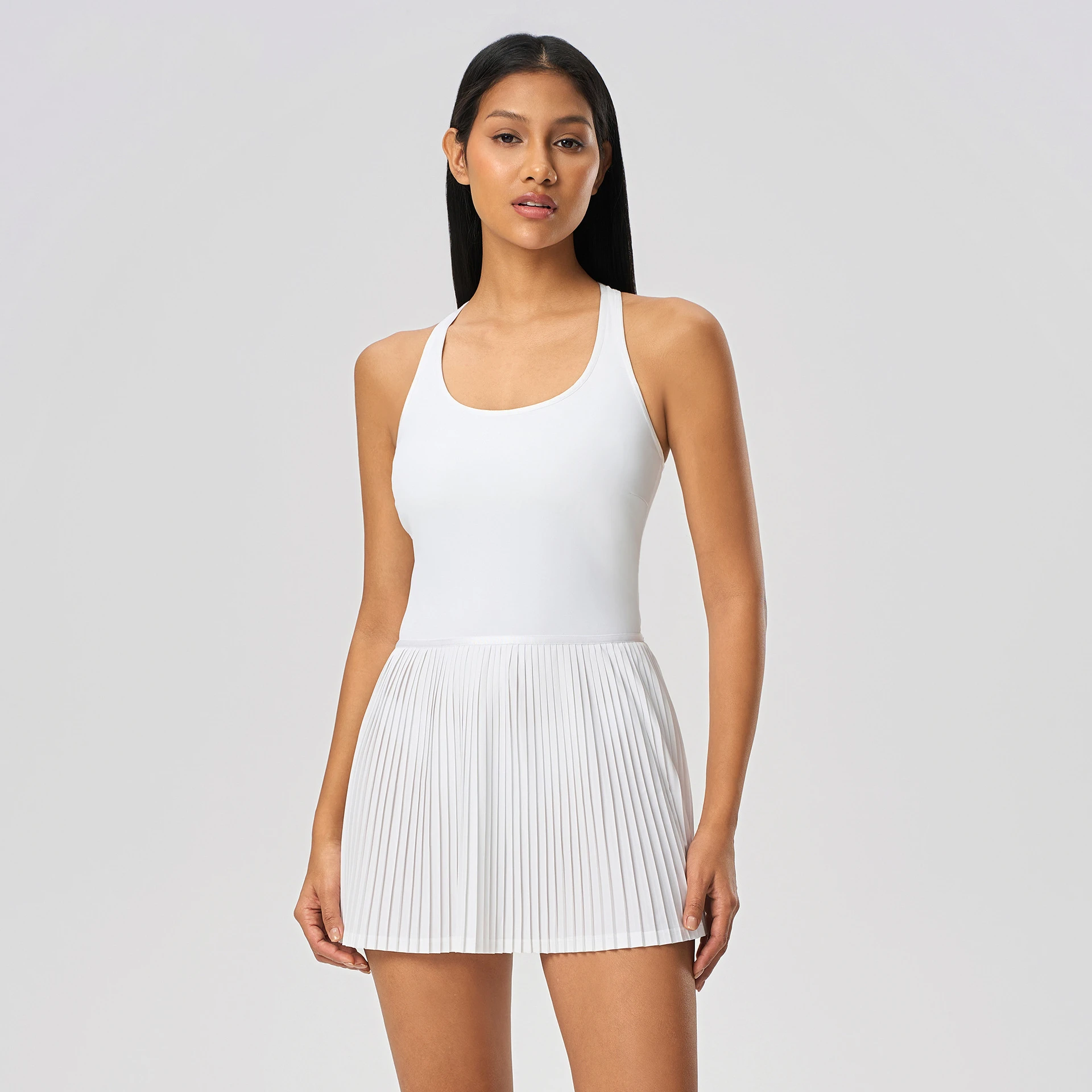 Mermaid Curve Beautiful Back Sports dress Women's Chest Pad Yoga Vest Skirt Cool Sense Breathable Tennis Pleated Skirt