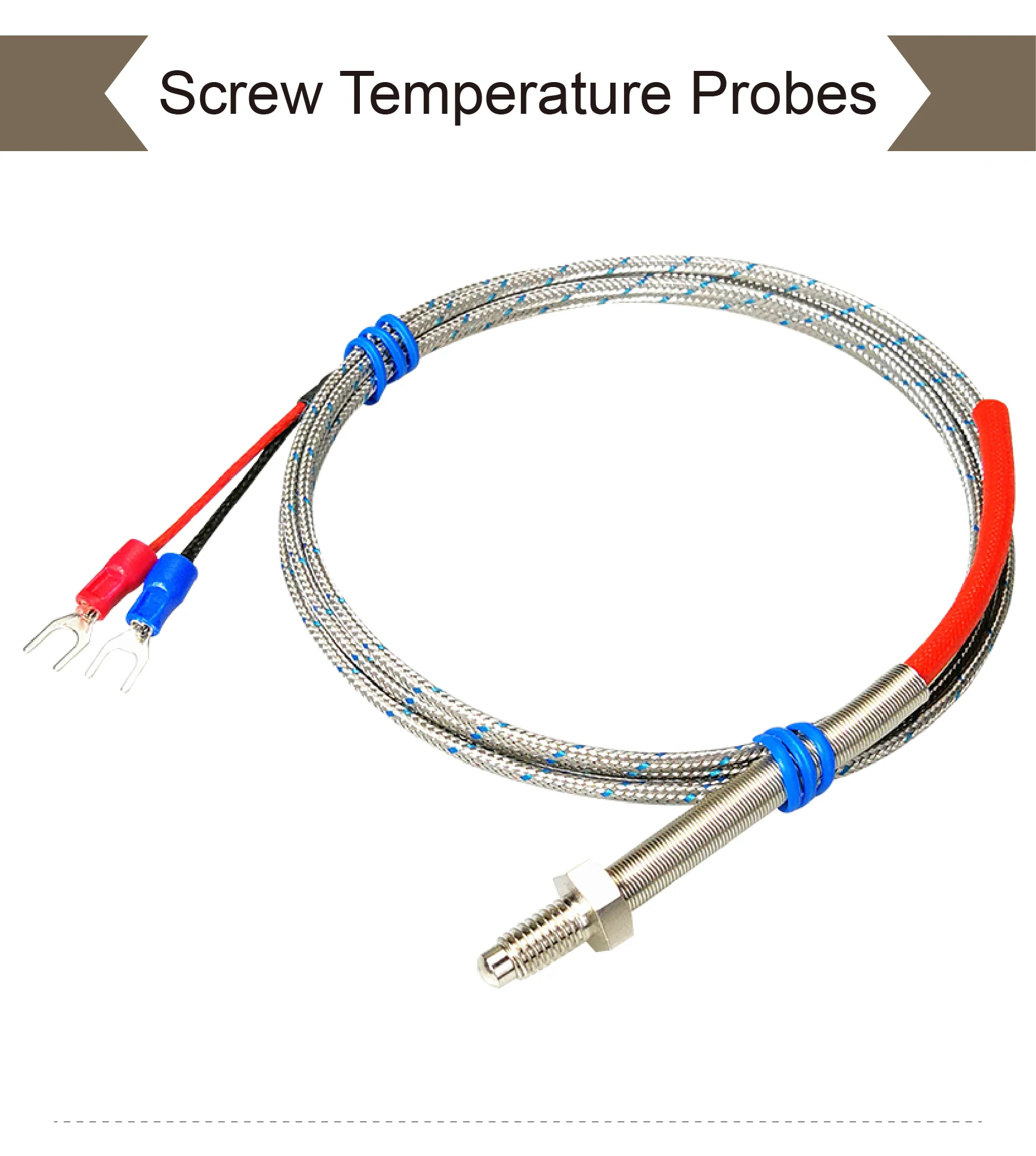 K Type Screw Temperature Probes M6 Thermocouple Sensor with Wire High Temp Stain