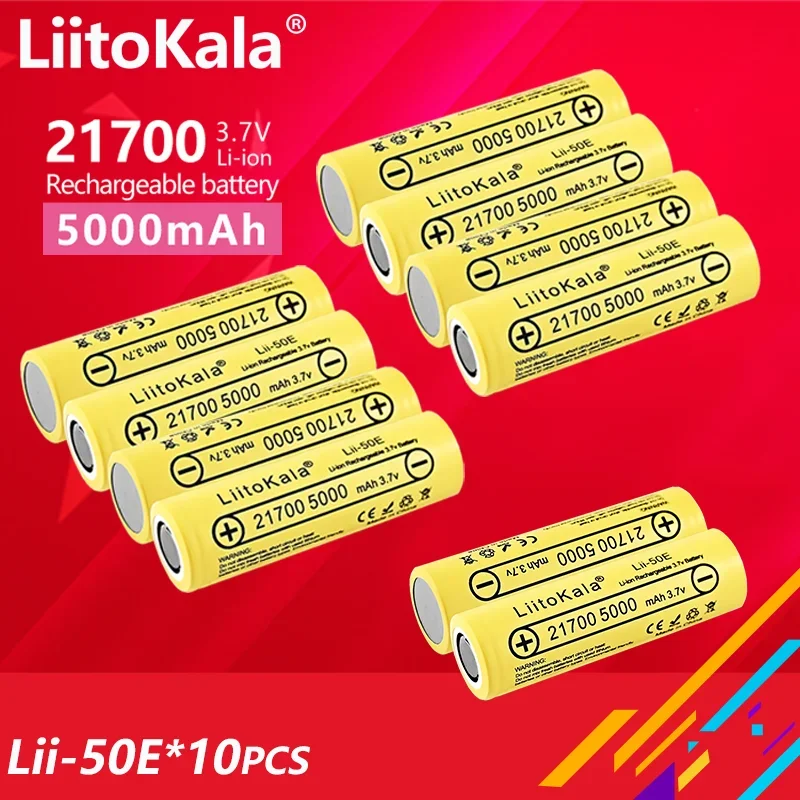 

10 шт., аккумулятор LiitoKala, 21700 мАч, 4000 мАч, 5000 в