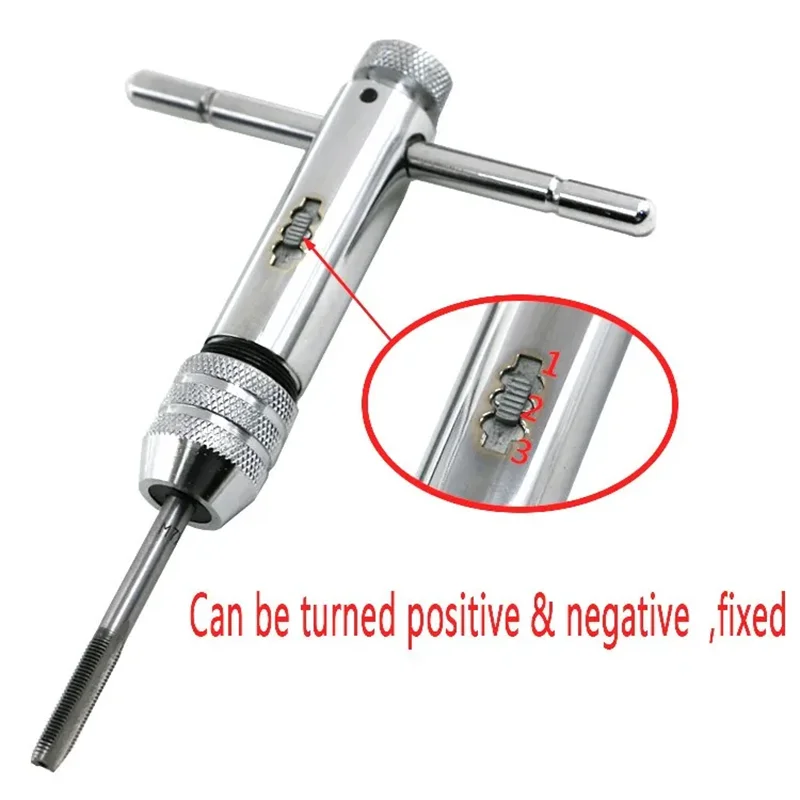 Description Picture 5 of itemAdjustable T-Handle Ratchet Tap Wrench Hand Manual Holder Wrench M3 M4 M5 M6 M8 Metric Machine Screw Thread Plug T-shaped Tool