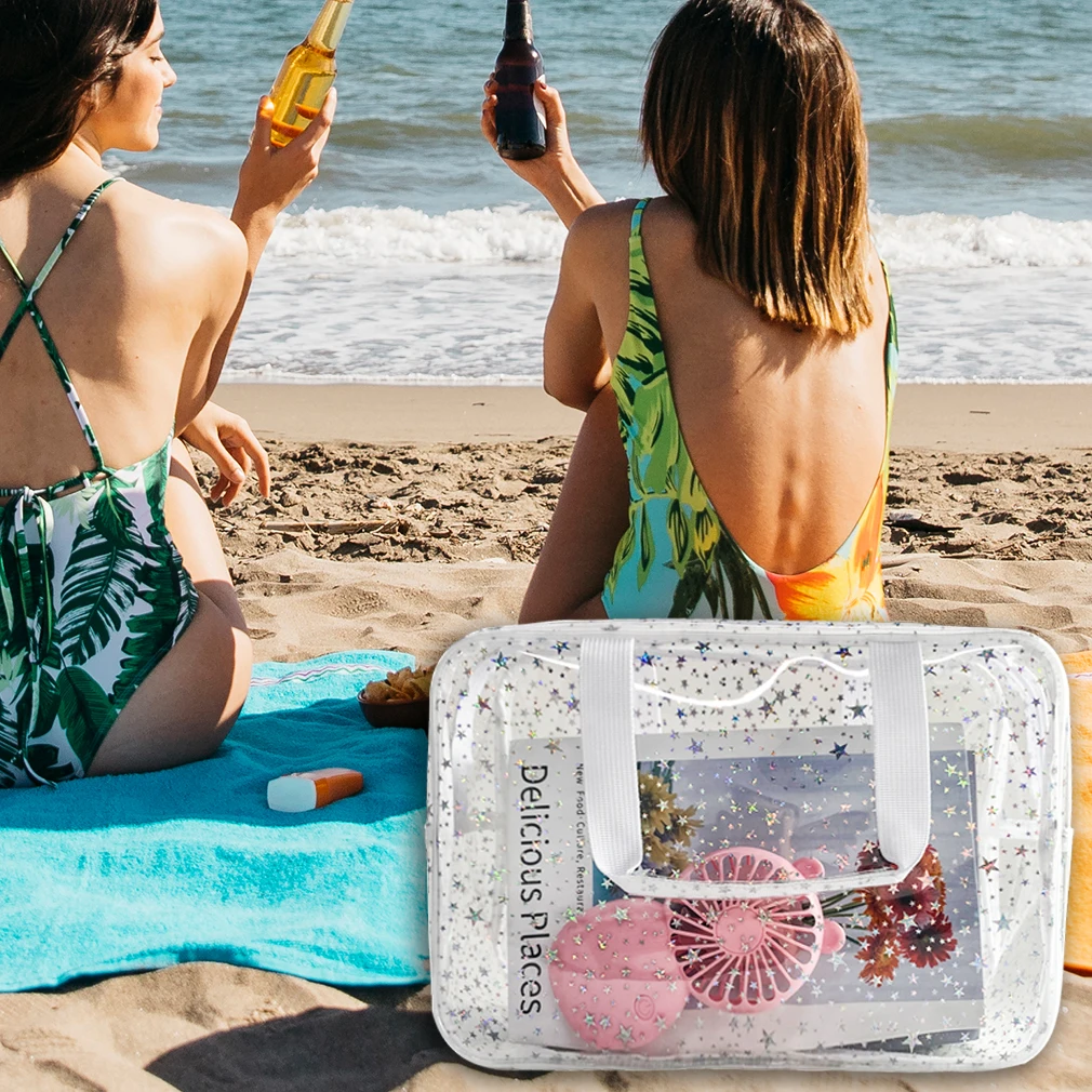 Portable Travel Wash Bag Transparent Makeup Bag Waterproof Travel Cosmetic Bag Women PVC Large Capacity Storage Pouch Wash Bag