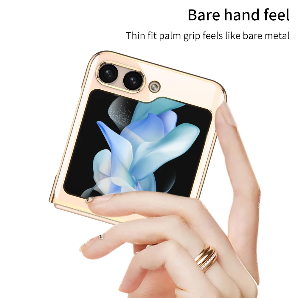 ACC-Case for Samsung Galaxy Z Flip 5, Electroplating Frame, Ultra-thin, PC Material, Hard Shell, Accessories, 5G case