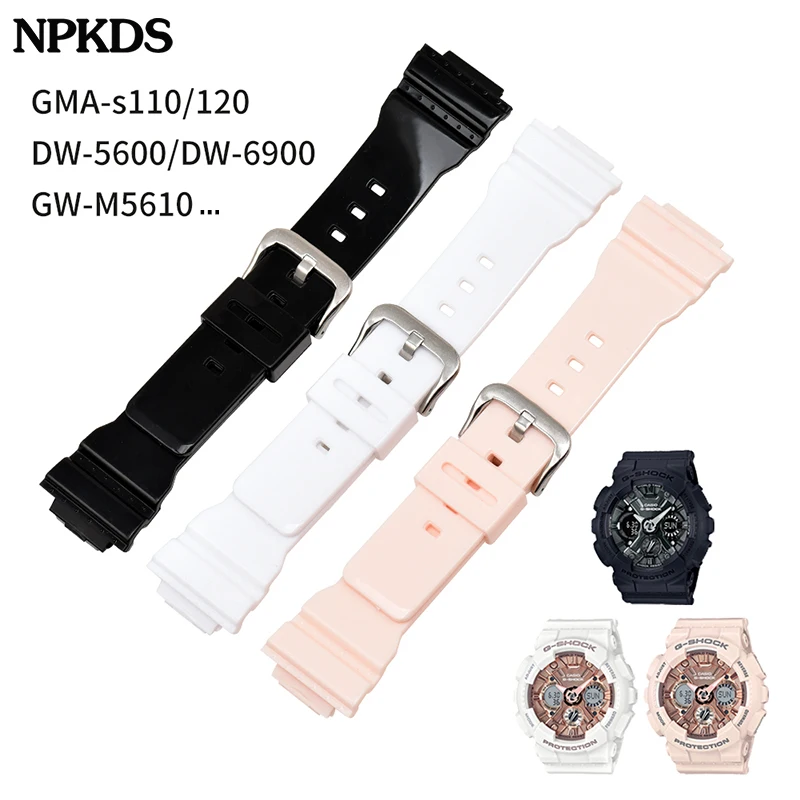 Accessori In Pu Cinturino Per Orologio Casio G-Shock Gma-S110 Gma-S120 Dw-5600 Dw-6900 Gw-M5610 Series Silicone Bright Side Watch 16Mm