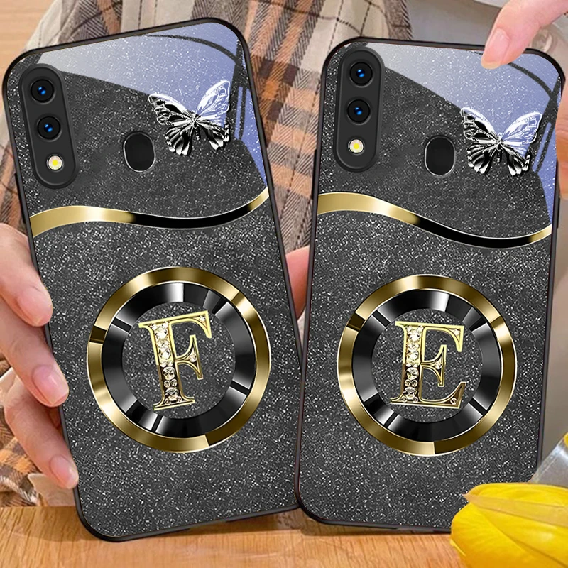 Gold Letter A Badge Glass Phone Case