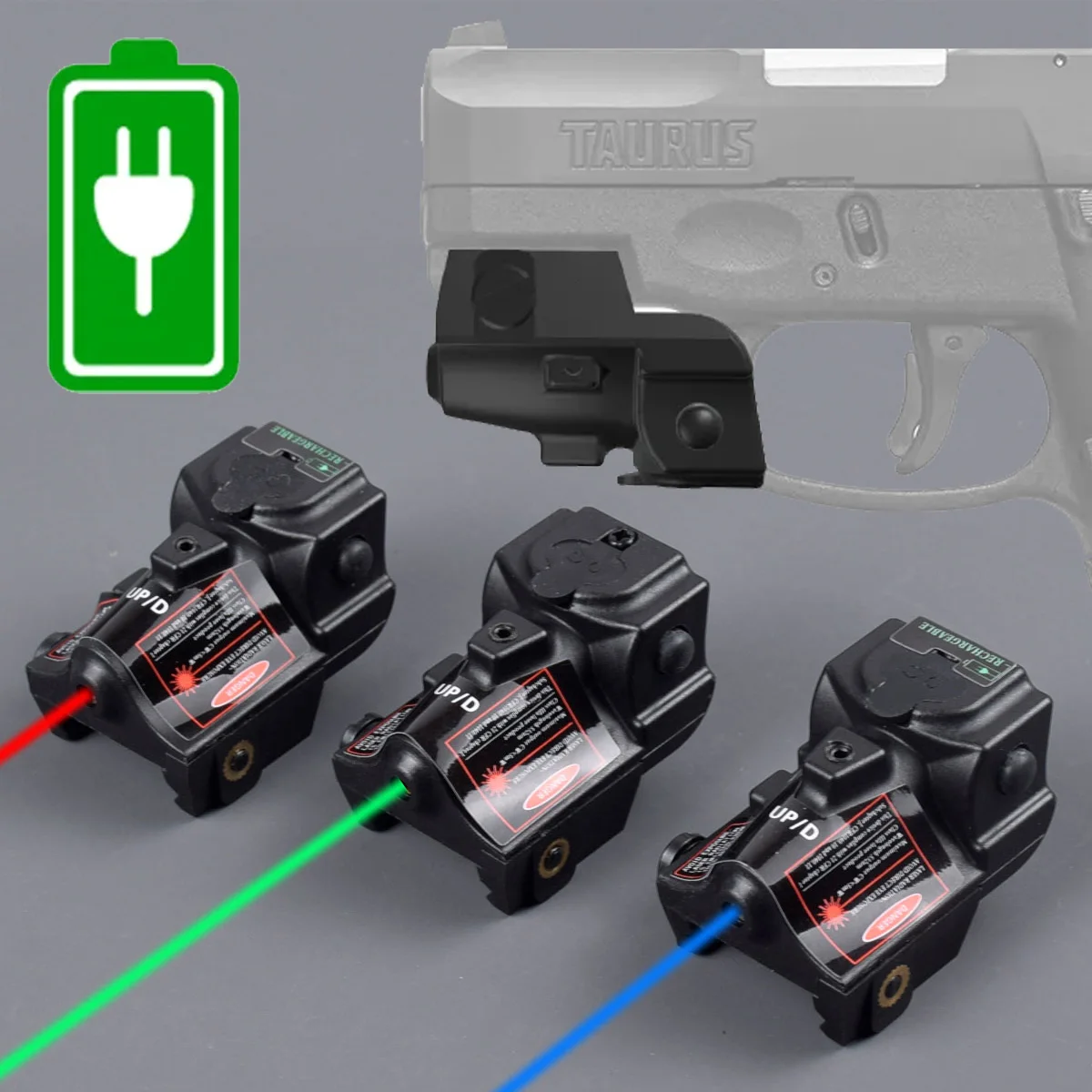 

Tactical LS-L3 Rechargeable Red Green Blue Dot Aiming Laser Pointer Sight Fit Taurus G2C G3C Glock 17 20mm Picatinny Rail