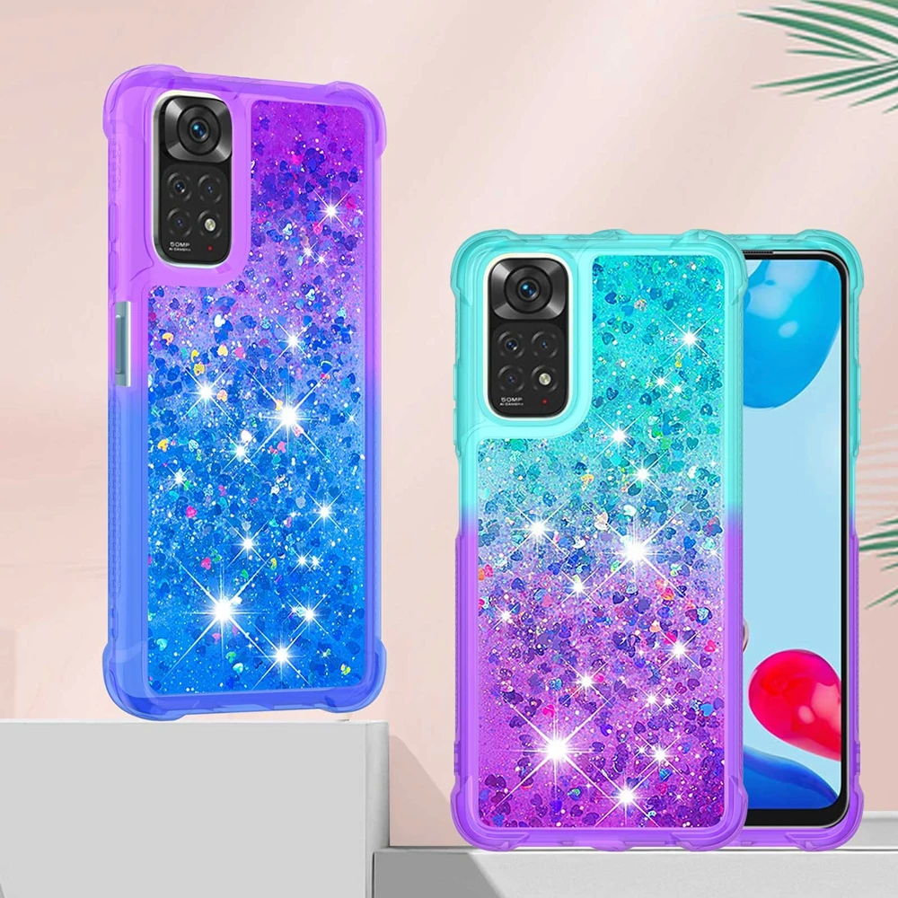 Custodia Per Telefono 3D Glitter Per Funda Xiaomi Redmi Note 12 11 10 8 9 Pro Max 11S 10S 11E 9S Cover Case Bling Dynamic Liquid Quicksand