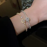 Full of Rhinestones Adjustable 18K Gold Plated Stainless Steel Bracelet For Women 2022 New Trendy Square Zircon Bracelet Jewelry - Image 4