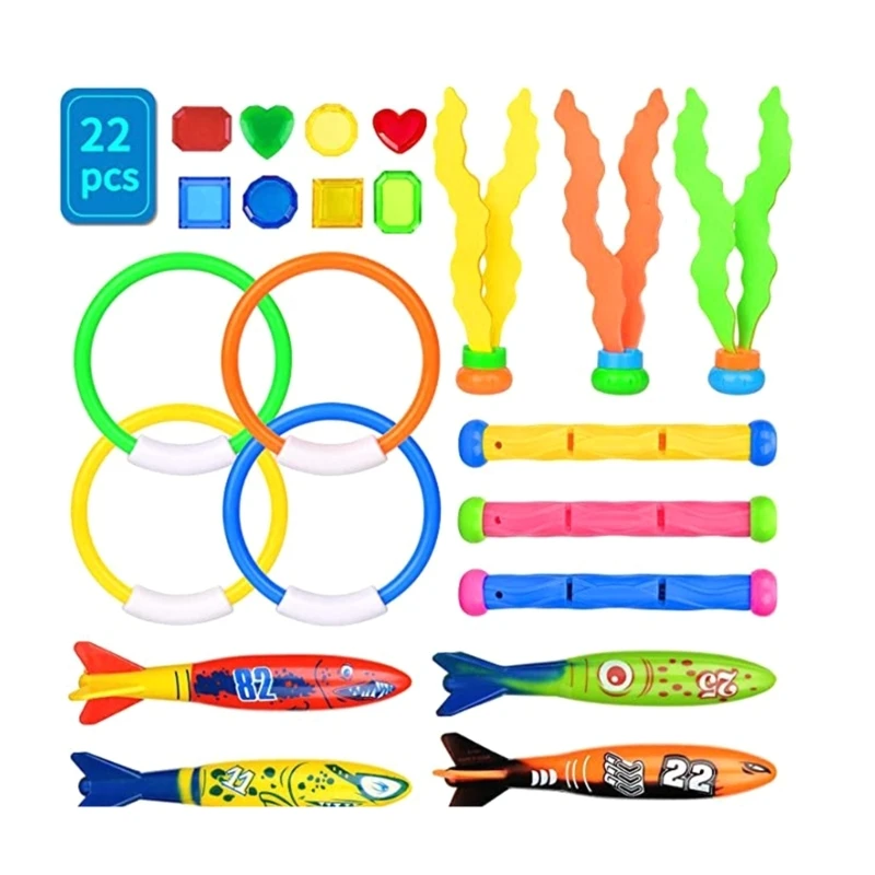 

Dive Swim Toy 22 Piece Underwater Swimming Pool Toy for Kids Pool Diving Toy & Water Game Gift Set Bundle E65D