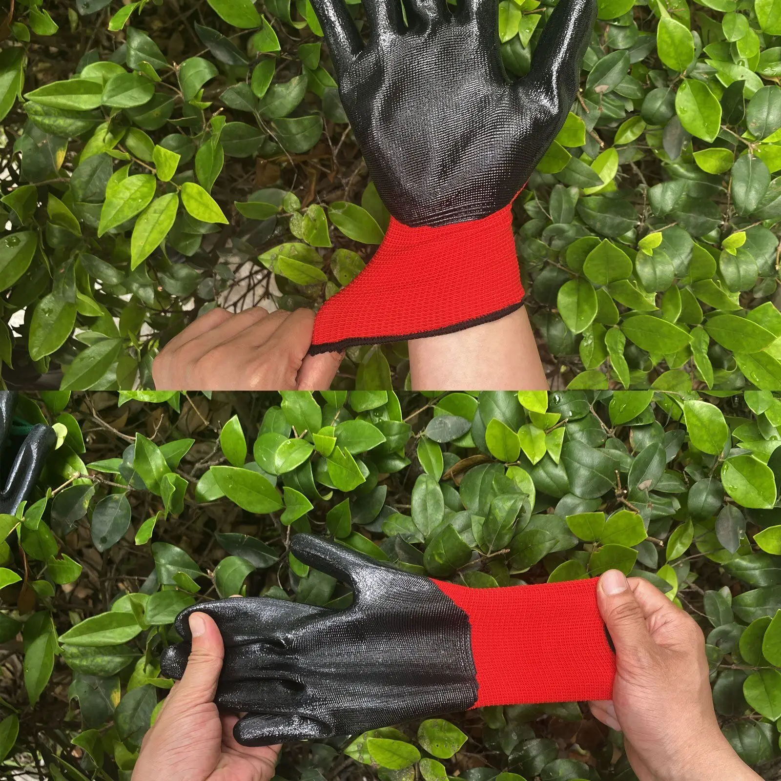 1pair Nylon Safety Working Gloves Premium Nitrile Coated Builders Excellent Grip Gardening Grip Industrial Protective Work Glove 4