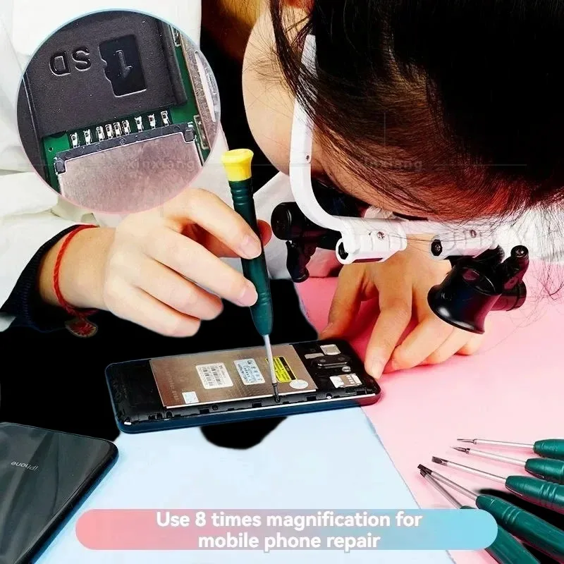 Magnifying Glass 8X/15X/23X Jeweler Watchmaker LED Light Telescopic Headband Magnifier Glasses Reading Loupes Eyewear