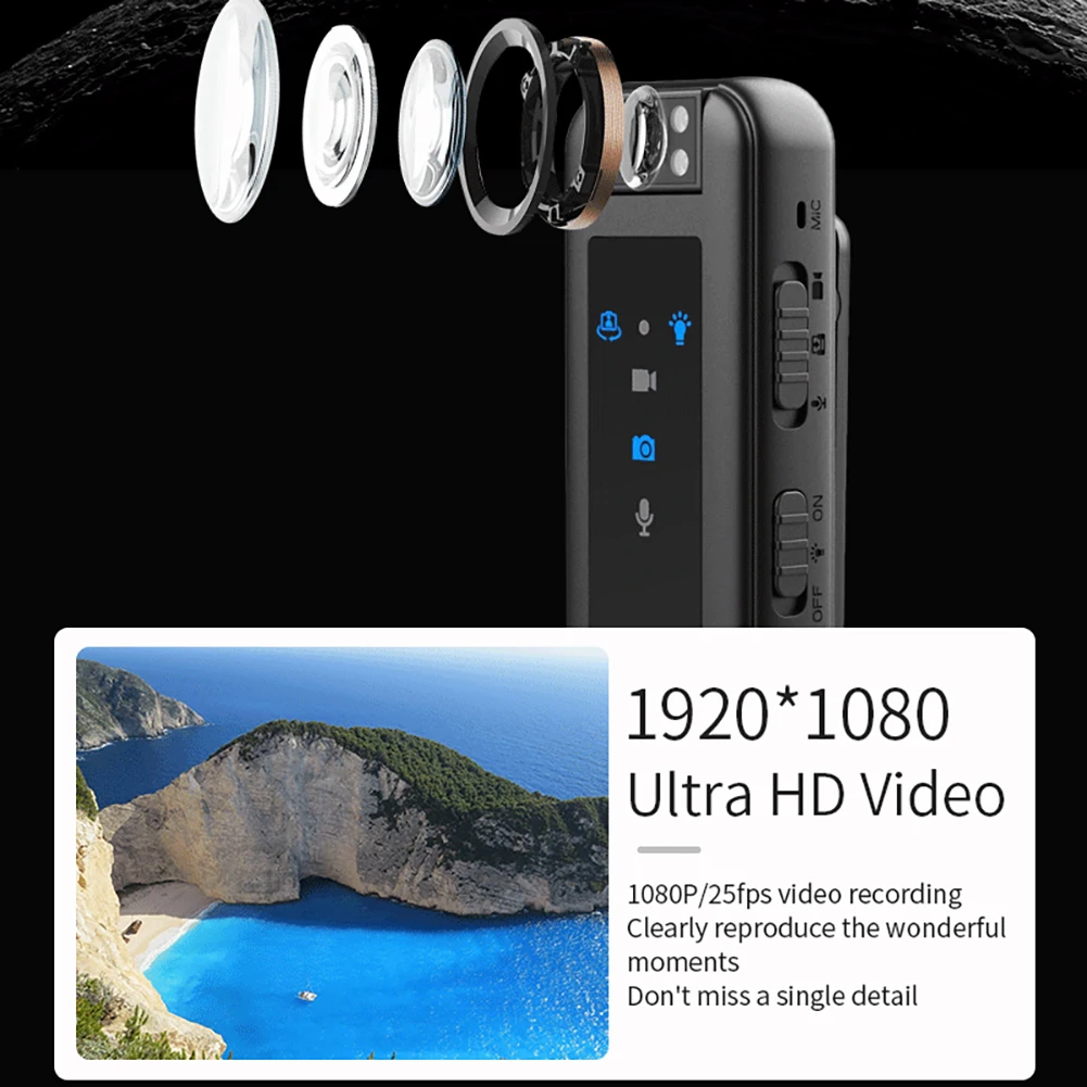 풀 HD 1080P 미니 카메라, 600mAh 캠코더 바디 마운트 캠, 나이트 비전 비디오 녹음기 바디 미니 캠, 자동차 DVR 백 클립