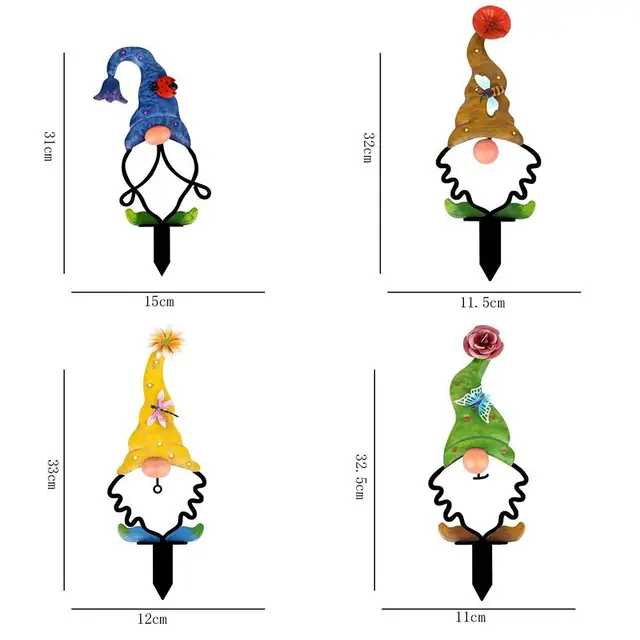 Tavaszi Húsvéti Kültéri Udvar Otthoni Dekoráció Elf Szobor Gnóm Gyeptáblák Fém Sziluettek Figure - Image 6