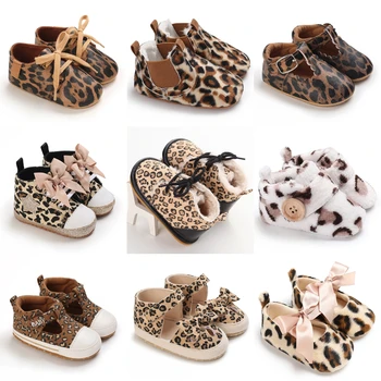 Scarpe da bambino a tema leopardo ragazzo neonato bambino Casual suola in cotone antiscivolo traspirante primi camminatori Crawl mocassini scarpe 1