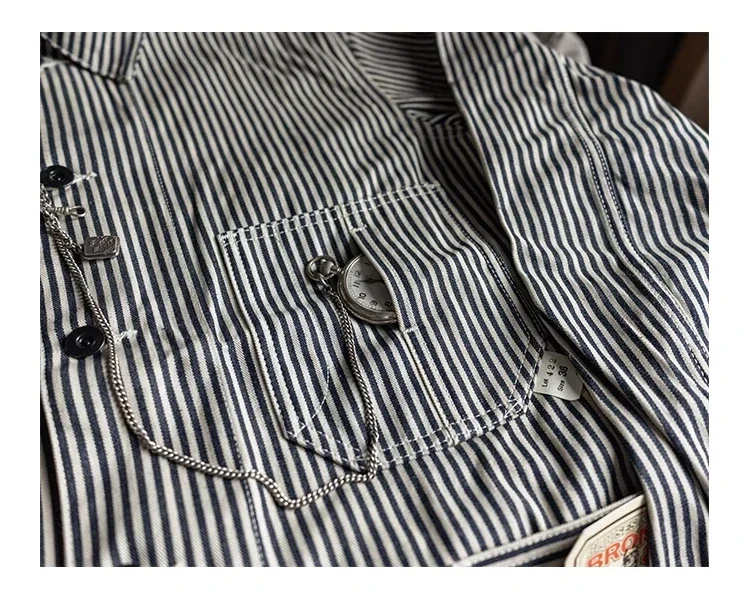 Rugged Bronson Lot 422 Express Stripe Chore Coat Retro Denim