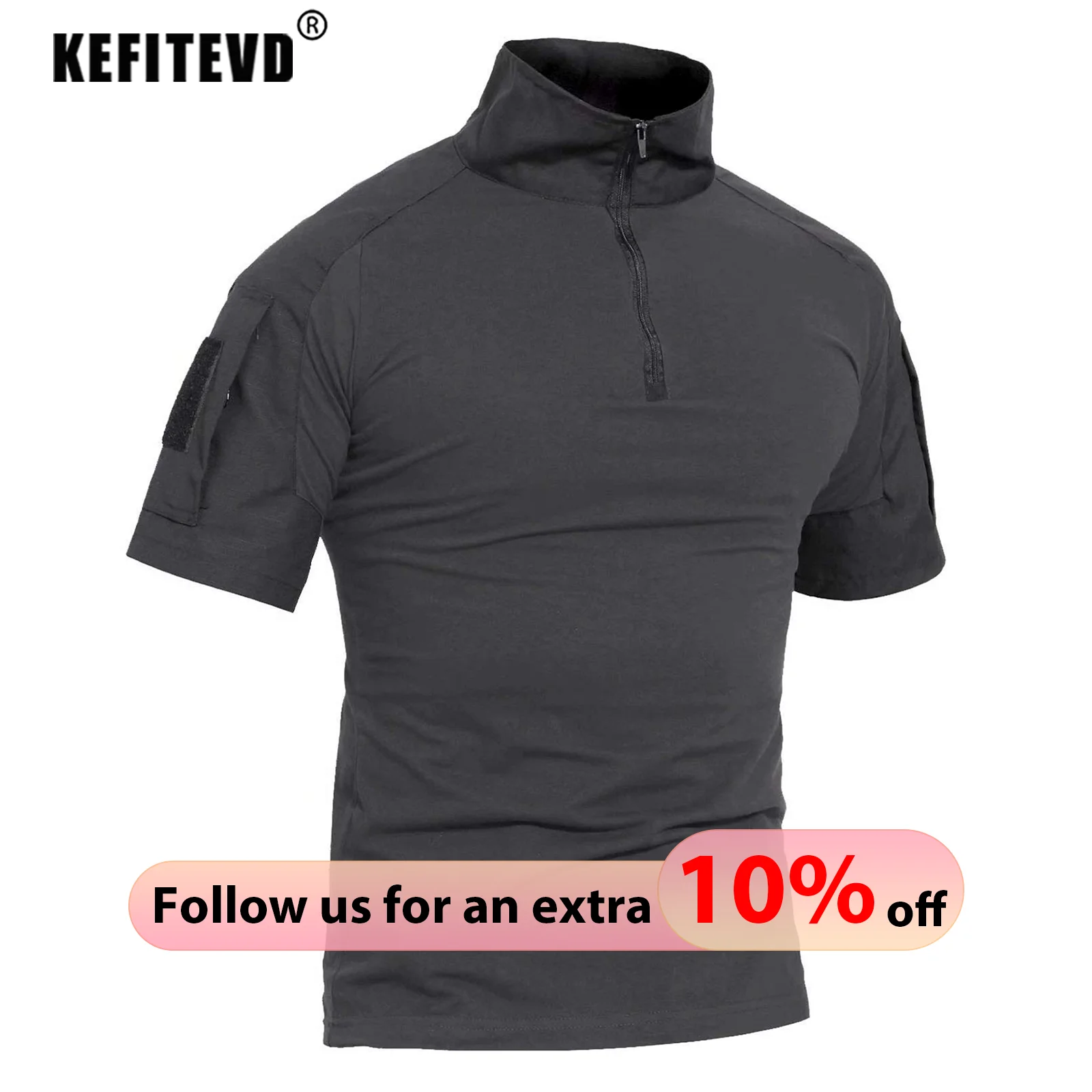 KEFITEVD Hiking Short Sleeve T-Shirts Breathable Moisture-Wicking Quick Dry Short Sleeve T Shirts 1/4 Zipper Hunting Camping Top