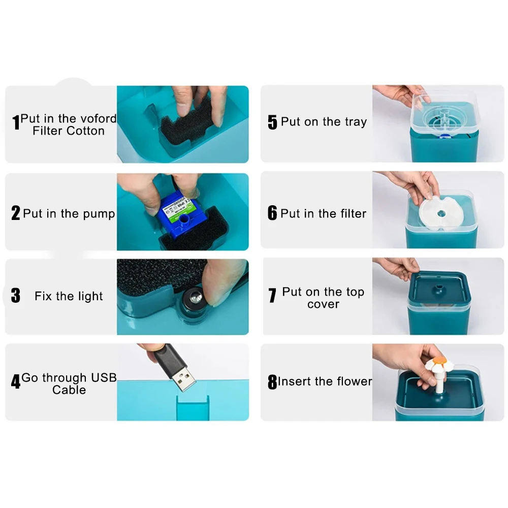 Pet Water Dispenser with Recirculate Filtring Cat Drinking Fountain USB Charging for Fresh Water with LED Lighting Automatic pet water fountain pet water dispenser