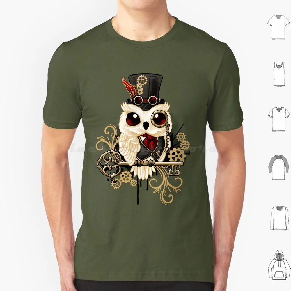 

Футболка в стиле стимпанк для мужчин и женщин, хлопковая тенниска с принтом совы, снаряжение в стиле стимпанк, с мотором