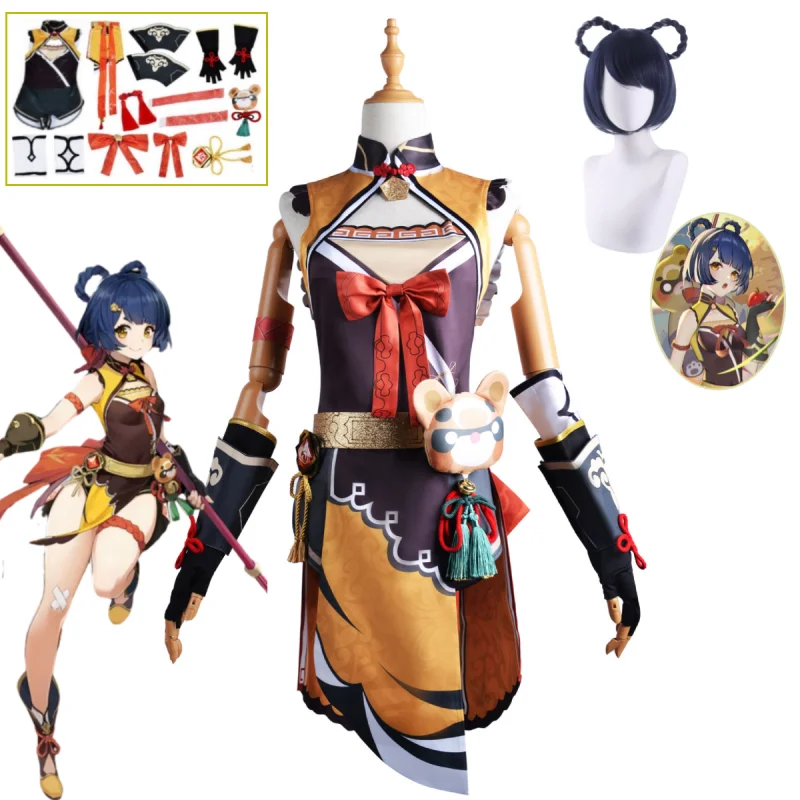 

Genshin Kostum Cosplay Impact Xiangling Anime Pakian Kepala Koki Xiang Ling Kostum Women's Dress Halloween Party Dress Uniform