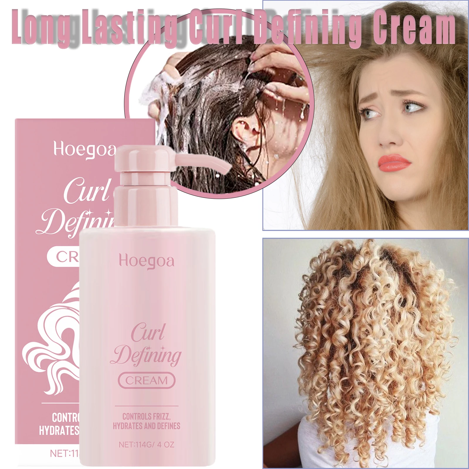 Curl Defining Elastin Cream Improve Hair Elasticity Long Lasting Styling Fluffy Thickening Nourishing Enhance Hair Define Cream