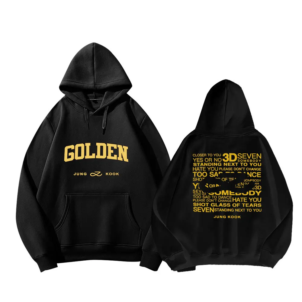 

Kpop Jungkook GOLDEN Hoodie Women's Harajuku Winter Fleece Sweatshirt Men Women Korean Jung Kook Vintage Sweatshirt