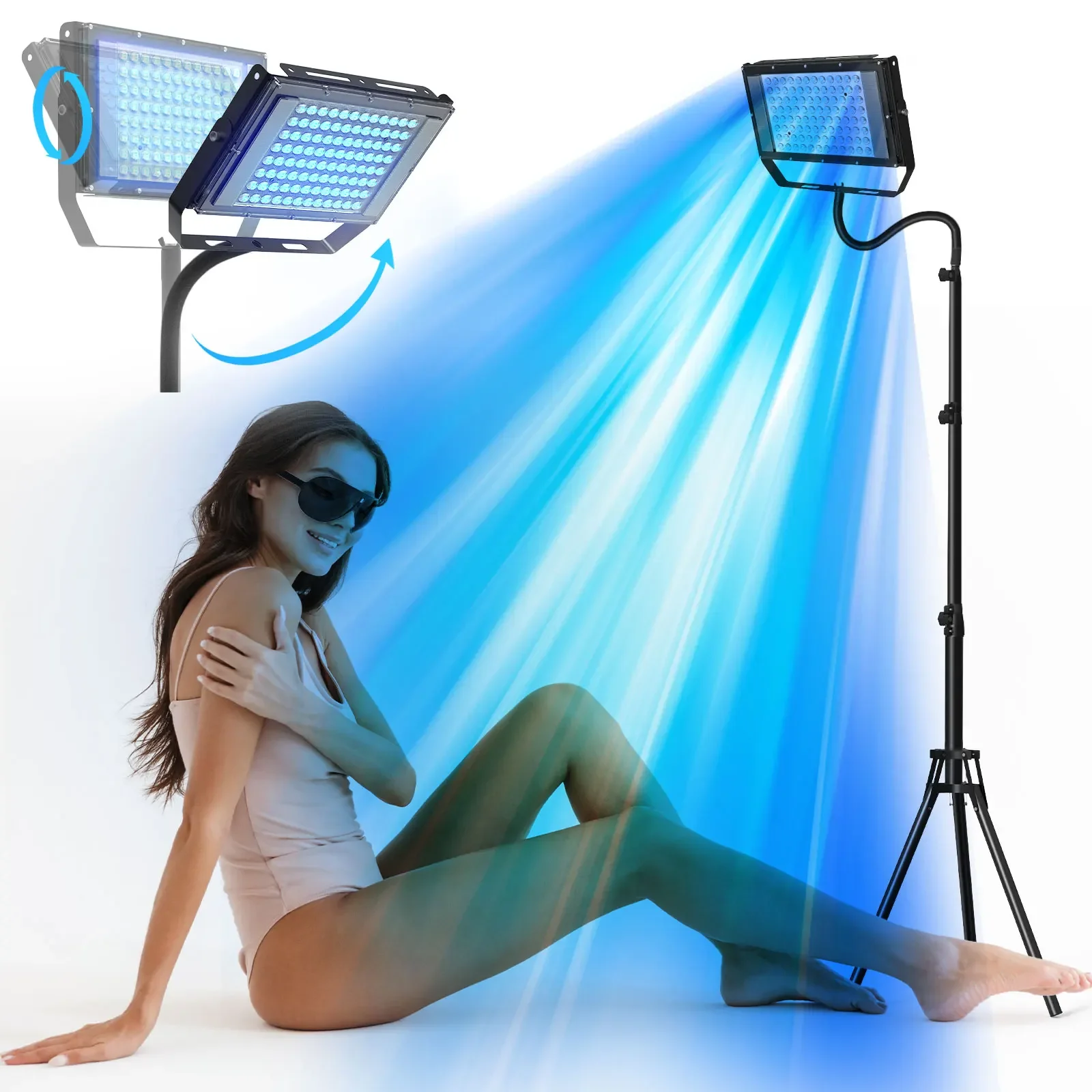 Ultraviolet Tanning Lamp 50W Tripod Solarium Lamp for Tanning Body 48 PCS Blue Light Wavelength 460nm & 480nm Skin care