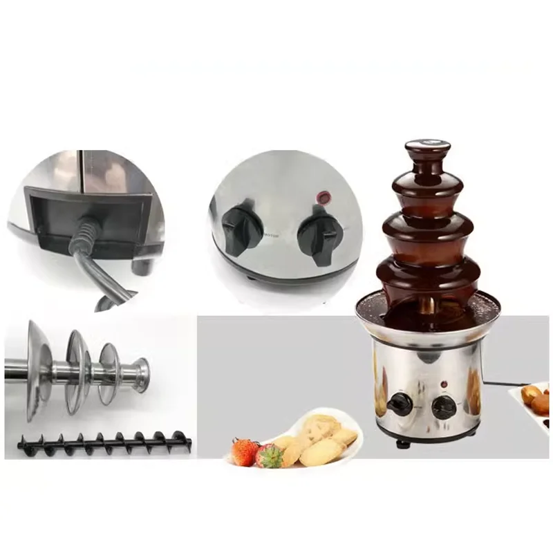 Chocolate Fountain Machine 4 Layers Creative Design Chocolate Melt with Heating Fondue Machine DIY Waterfall Hotpot
