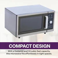 Microwave with Dial Control, 1 Cubic Feet Interior, Stainless Steel, 1000 Watts, UL and NSF Approved 2
