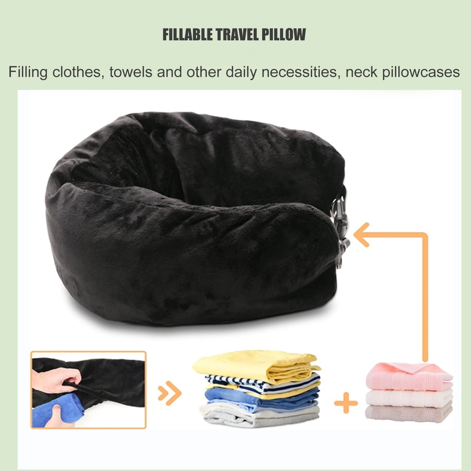 Description Picture 5 of itemTravel neck pillow storage bag Stuffable Neck Pillow Refillable Pillows Sleeper Hold Pillow Neck Support Car U-shaped Headrest