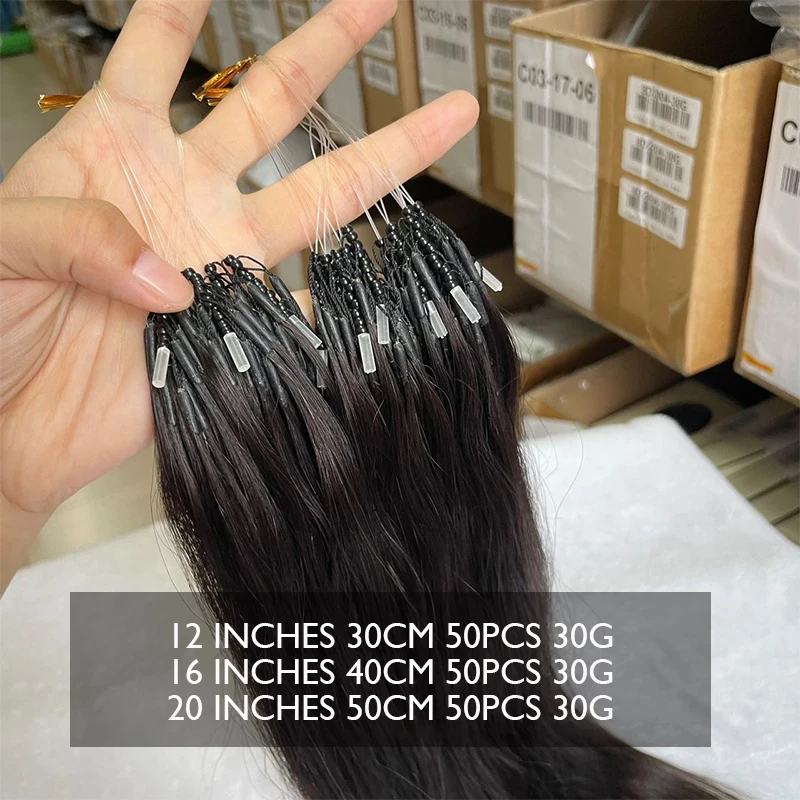 1B# 8D Human Hair Extensions 12" 16" 20" Nano Ring Link Extensions 0.6g/s Machine Remy Human Microlink Beads Hair Natural Black