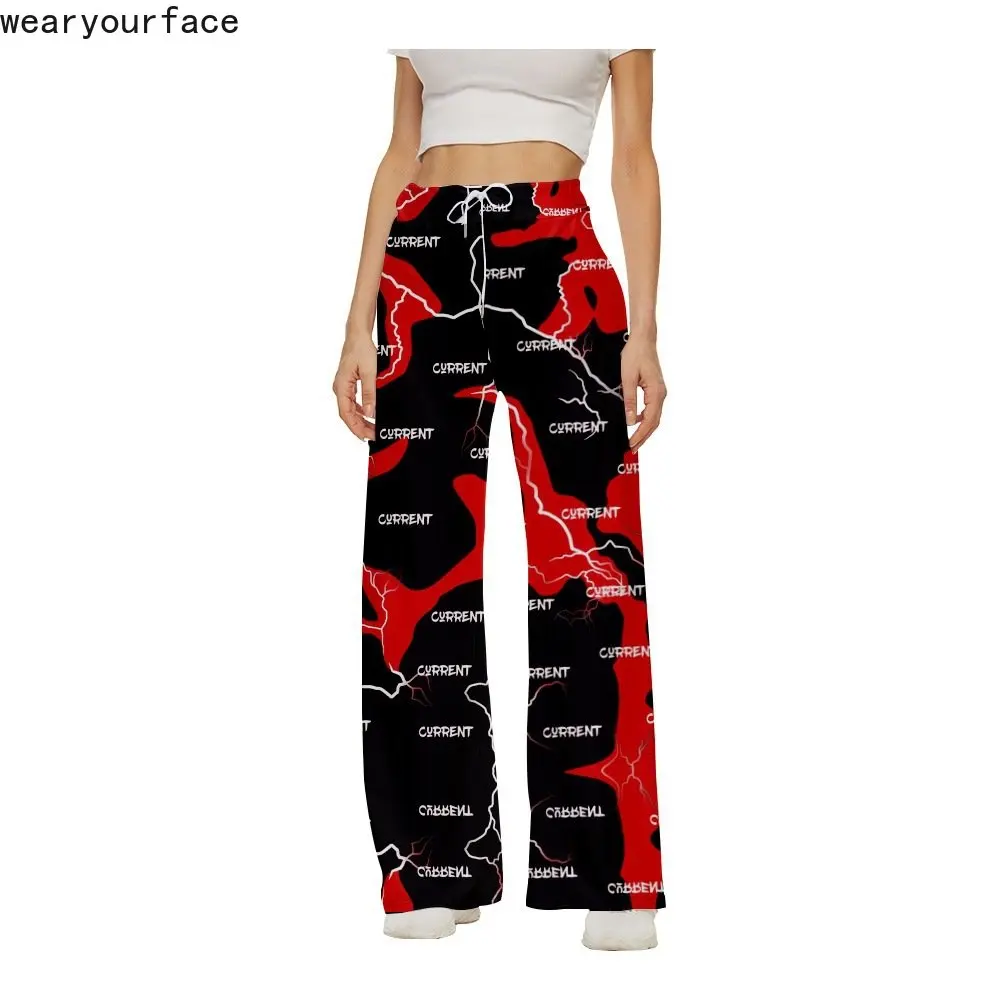 

Wide Leg Pants Full Length Map Graphics Pattern Printed Hipster Korean Fashion Summer Streetwear Trousers Women Clothing