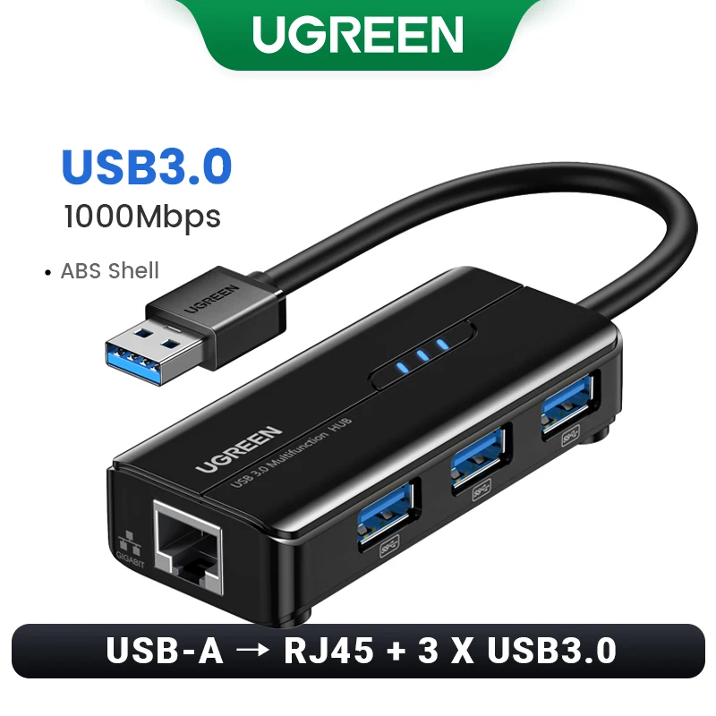 UGREEN High-Speed USB Ethernet Adapter with USB Hub Capability