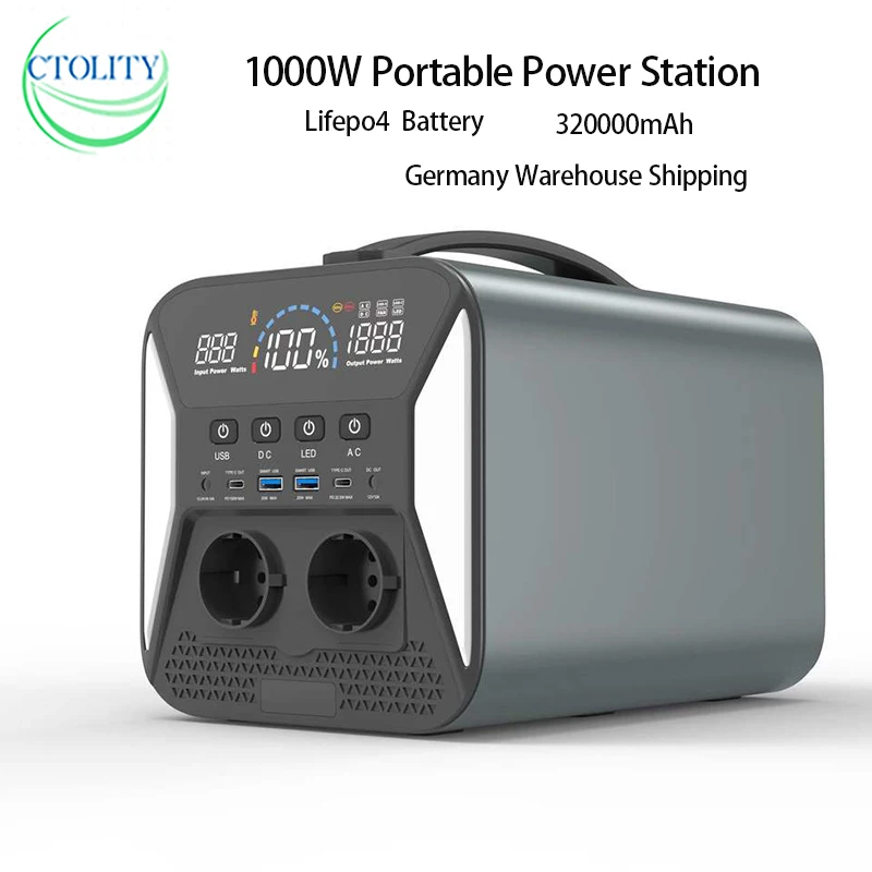Lifepo4 Battery 1000w Portable Power Station Capacity 320000mah Camping