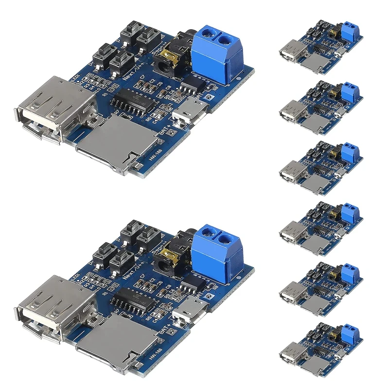 8Pcs Mp3 Decoder Player Module Tf Card U Disk Play Con Amplificatore Audio Modulo Lettore Di Decodifica Audio Micro Usb 5V Power Supply