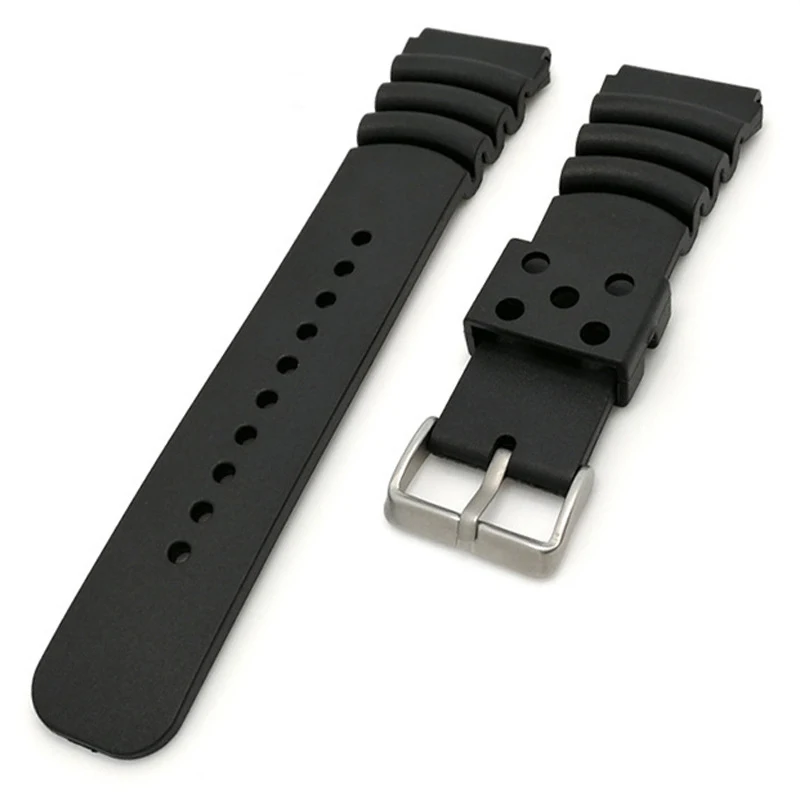 20Mm 22Mm 24Mm Cinturino Per Orologio In Silicone Nero Da Uomo Sport Impermeabile Cinturino Da Polso Per Immersione Accessori Per Bracciale Per Seiko 