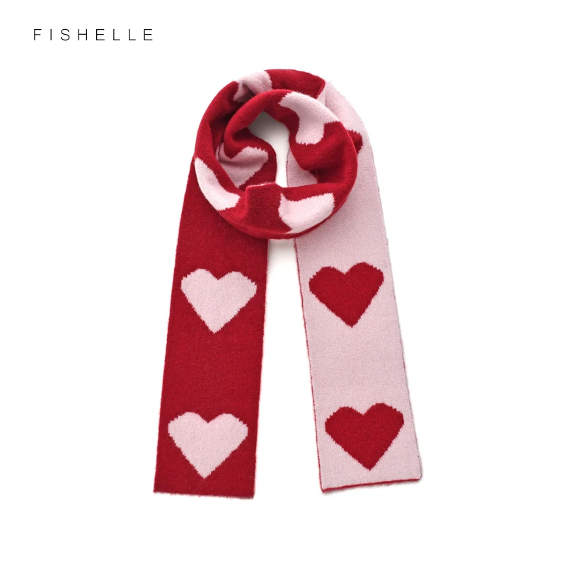 Doublesided Scarf Red Wool Scarf Pink Red Scarf Wool Scarves