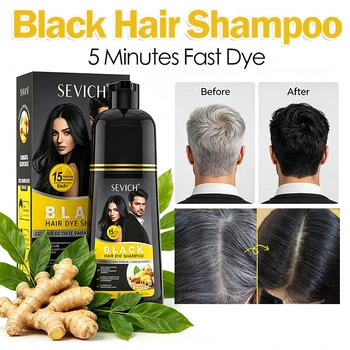 Shampoo Colorante per Capelli Grigi 3 in 1, Tinta Nera per Capelli 500ml, Copre i Capelli Bianchi, Colorazione Naturale Nera per Uomini e Donne