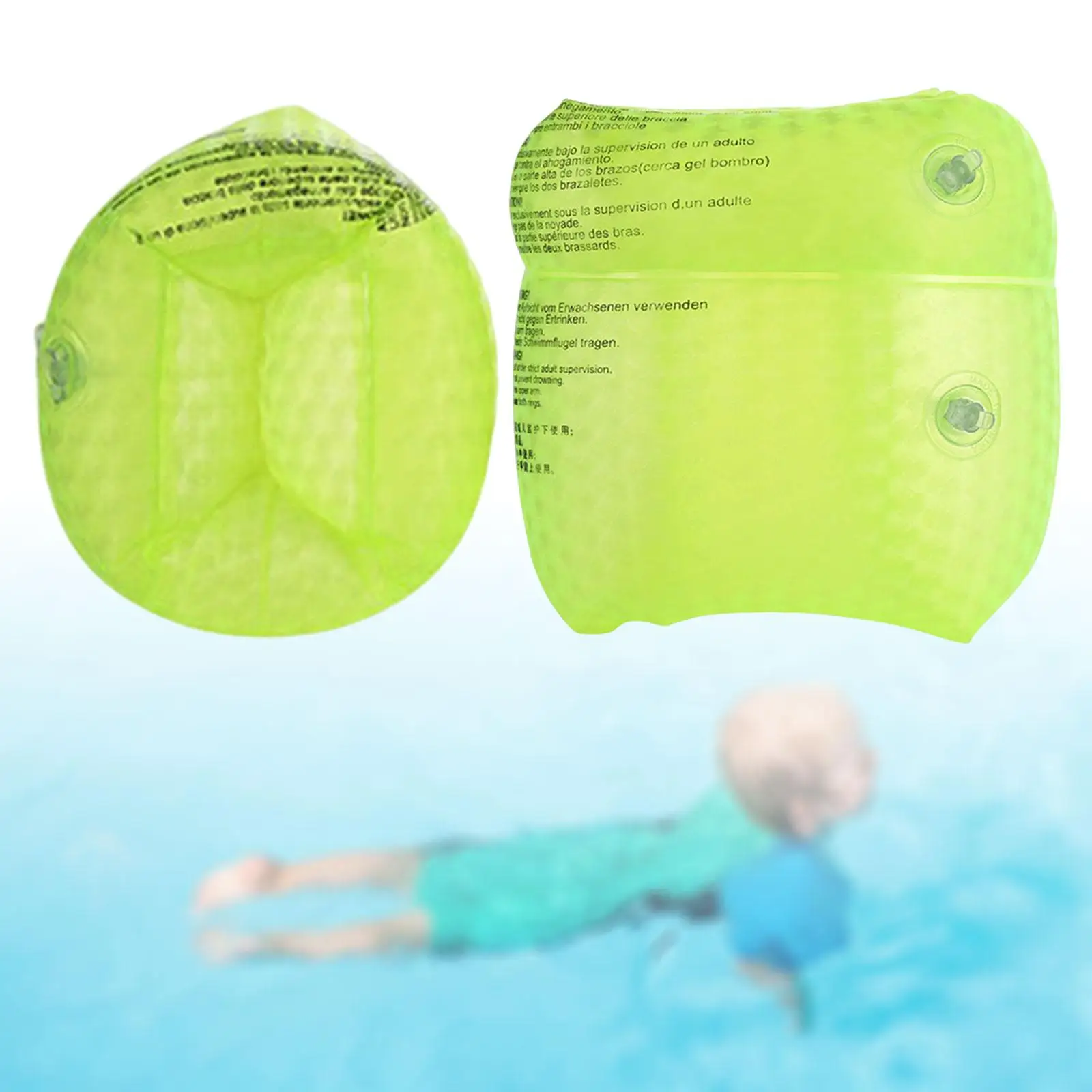 2xSwimming Arm Bands Swim Floater Sleeves Swim Arm Bands for Beginner Children Green