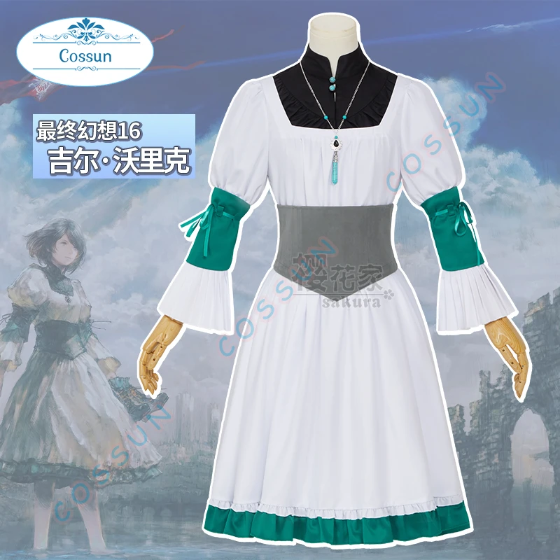 

Game Final Fantasy 16 Jill Warrick Cosplay Costume Halloween Outfits FF16 Jill Lolita White Long Dress Woman Dress