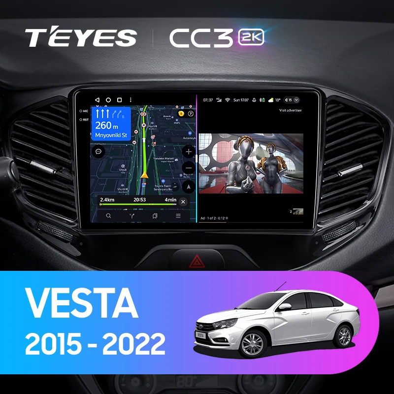 Car Multimedia Player TEYES CC3 2K for LADA Vesta Cross Sport 2015 Car Radio Navigation stereo Android No 2din 2 din